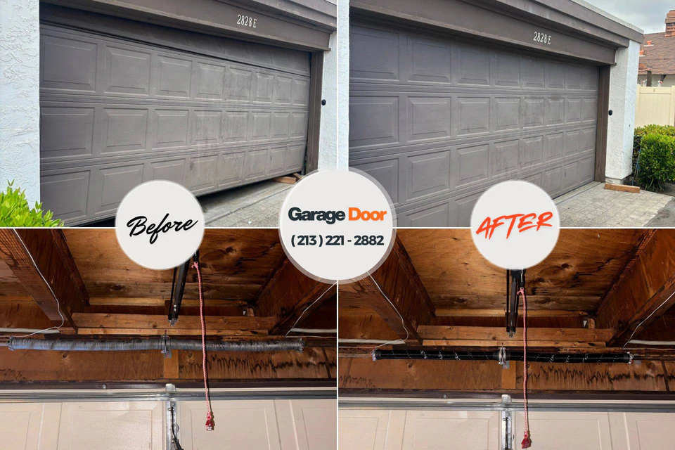 Before and after: garage door spring repair Erwinville, LA